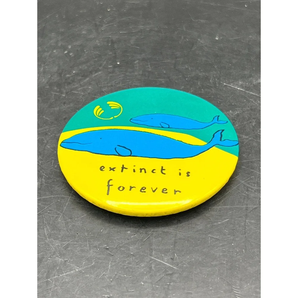 Vtg Set of 3 Animals‎ In Danger Extinct is Forever Pinback Button Badges